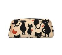 LJABCVNN Happy Walking Kitty Print Leather Pouch with Zipper, Storage Bag, Makeup Organizer for Office & Daily Use