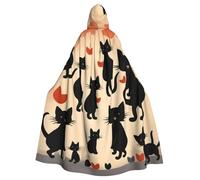LJABCVNN Happy Walking Kitty Print Unisex Adult Halloween Hooded Cloak For Cosplay/Parties/Stage/Costume Balls