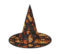 LJABCVNN Heaps Of Orange Monarch Butterflies Print Halloween Witch Hat For Halloween Party, Carnival, A Must Have Costume Accessories