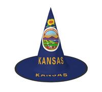 LJABCVNN Kansas State Flag Print Halloween Witch Hat For Halloween Party, Carnival, A Must Have Costume Accessories