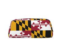 LJABCVNN Maryland State Flag Print Leather Pouch with Zipper, Storage Bag, Makeup Organizer for Office & Daily Use