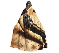 LJABCVNN Microphone With Music Note Print Adult Halloween Hooded Cloak, Comfortable For Cosplay/Parties/Haunted Houses