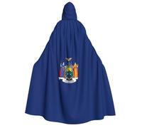 LJABCVNN New York Flag Print Adult Halloween Hooded Cloak, Comfortable For Cosplay/Parties/Haunted Houses
