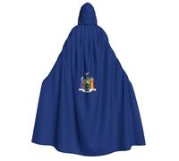 LJABCVNN New York State Flag Print Adult Halloween Hooded Cloak, Comfortable For Cosplay/Parties/Haunted Houses