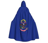 LJABCVNN North Dakota State Flag Print Adult Halloween Hooded Cloak, Comfortable For Cosplay/Parties/Haunted Houses