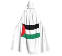 LJABCVNN Palestine Flag Print Adult Halloween Hooded Cloak, Comfortable For Cosplay/Parties/Haunted Houses