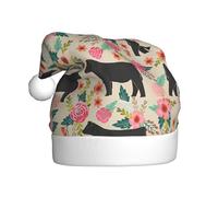 LJABCVNN Pink Flower Show Steer Cows Cattle Print Unisex Adult Christmas Hat, Polyester Xmas Hat For Family Holidays & Traditions