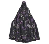 LJABCVNN Purple Black Goth Spooky Print Adult Halloween Hooded Cloak, Comfortable For Cosplay/Parties/Haunted Houses