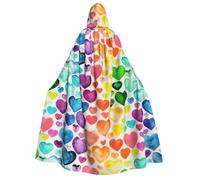 LJABCVNN Rainbow Hearts Print Adult Halloween Hooded Cloak, Comfortable For Cosplay/Parties/Haunted Houses