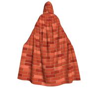 LJABCVNN Red Brick Wall Texture Print Adult Halloween Hooded Cloak, Comfortable For Cosplay/Parties/Haunted Houses