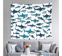 LJABCVNN Shark Pattern With Various Gestures Print Polyester Tapestry, Indoor Outdoor Wall Decor For Bedroom, Garden, Picnic