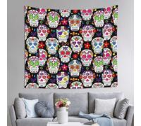 LJABCVNN Sugar Skulls Print Polyester Tapestry, Indoor Outdoor Wall Decor For Bedroom, Garden, Picnic