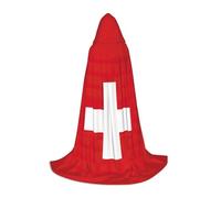 LJABCVNN Swiss Flag Print Teenagers Hooded Capes, Elevate Your Festive Look For Halloween And Cosplay