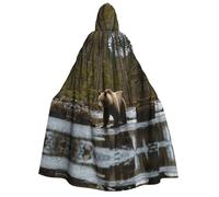 LJABCVNN White Bear Brown Bear Print Adult Halloween Hooded Cloak, Comfortable For Cosplay/Parties/Haunted Houses