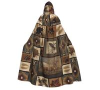LJABCVNN Wild Animals Retro Farmhouse Print Adult Halloween Hooded Cloak, Comfortable For Cosplay/Parties/Haunted Houses