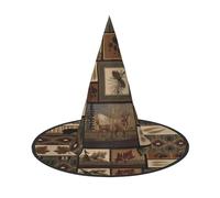 LJABCVNN Wild Animals Retro Farmhouse Print Halloween Witch Hat For Halloween Party, Carnival, A Must Have Costume Accessories
