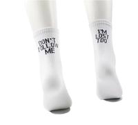 LJB Funny Slogan Adult Cotton Socks Unisex, DON`T FOLLOW ME Printed High Stretch Threaded Socks Mid Tube, Men's Comfort Moisture Wicking Sports Socks Women's (White,One Size)