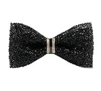 LJBFNN Rhinestone Bow Ties for Men, Adjustable Pre Tied Bow Tie Diamond Sequin Bowtie for Party Banquet Wedding Prom Daily, Black, 4.53" x 2.36"