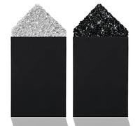 LJBFNN Rhinestone Pocket Squares for Men Prefolded Silver Sparkle Sequin Handkerchiefs on Card for Suit Jacket Party Prom, Silver,black, 3.15 X 6.69"