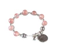 LJBLEUSK Chinese-Style Silver Brac S925 Strawberry Wafer Brand Lotus Bell Bracelet Single Circle Woman Rose Jing Zhao Peach Blossom Art Style Strawberry Bracelet