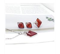 LJBLEUSK S925 Fashion Sterling Silver Necklace Opening Ring Loops Set Women's Jewelry Diamond Agate Red Classic Retro Charm Creative Gift