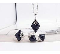 LJBLEUSK S925 Fashion Sterling Silver Necklace Opening Ring Loops Set Women's Jewelry Diamond Blue Stoneware Classic Retro Charm Creative Gift