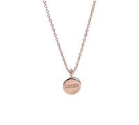 LJBLEUSK S925 Female Silver Necklace Korean Alphabet Lucky round Disc English Female Clavicle Chain Pink, Silver 925