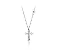 LJBLEUSK S925 Korean Silver Temperament Line Diamond cross Personalized Necklace Short Chain Clavicle Mode, Argent
