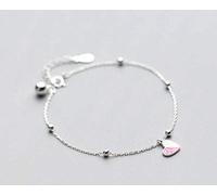 LJBLEUSK S925 Pulsera de Plata Mujer Estilo Arte Coreano Costura Pulsera de Amor Mignon Crema de Hielo en Forma de Corazón Joyería, Argent