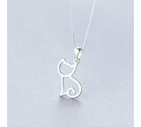 LJBLEUSK S925 Silver Collar Pendant Korean Woman Cat Sweet Simple Collar Cute Cat Short Chain Clavicle, Argent