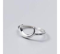 LJBLEUSK S925 Silver Moon Ring Korean Style Woman Forest Moon Curve Temperament Ring Personality Open Ring, Argent
