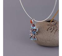 LJBLEUSK S925 Silver Necklace for Women Blue Engraved Pendant Koi Fish Creative Engraving Elegant Classic Unique Personality Unisex Gift