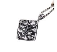 LJBLEUSK S925 Silver Necklace for Women Hollow Square Lotus 3D Creative Engraving Elegant Classic Unique Personality Unisex Gift