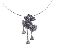 LJBLEUSK S925 Silver Necklace for Women Matte Tassel Acacia Pendant Creative Engraving Elegant Classic Unique Personality Unisex Gift