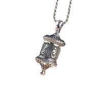 LJBLEUSK S925 Silver Necklace Retro Fort Gawu Men's Women Prayers Six Words Handgrip Creative Personality Unique Gift Unisex