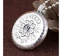 LJBLEUSK S925 Silver Necklace Women Men Simple Ethnic Style Can Open the Mantra of Six Lotus Word Fashion Trend Personality Creator Gift