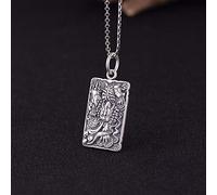 LJBLEUSK S925 Silver Necklace Women Men Simple Ethnic Style Chinese Style Pixiu Square Pendant Full of Gifts Personality Trend Fashion Designer