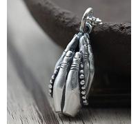 LJBLEUSK S925 Sterling Silver Necklace Men Women Buddha's Hand Matte Pearls Pendant Gift Creative Fashion Exquisite Simplicity Exaggerated