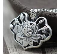 LJBLEUSK S925 Sterling Silver Necklace Men Women Lotus Leaf Matte Gift Pendant Creative Fashion Exquisite Simplicity Exaggerated