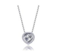 LJBLEUSK S925 Sterling Silver Necklace Women's Clothing is Simple Three-Dimensional Carving in the Shape of a Red Heart Net Chain Clavicle Temperament Retro Elegant Creative Birthday Gift