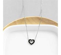 LJBLEUSK S925 Sterling Silver Necklace Women's Fashion Simple Black Drop Glaze Heart Love Temperament Retro Elegant Birthday Gift Creative Clavicle Chain