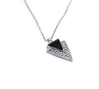 LJBLEUSK S925 Sterling Silver Necklace Women's Fashion Simple Black Drop Glaze Inverted Triangle Chain Clavicle Temperament Retro Elegant Creative Birthday Gift