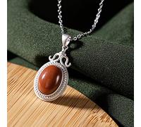 LJBLEUSK S925 Sterling Silver Necklace Women's Natural Inset Southern Red Agate Classic Simple Palace National Wind Fashion Gift Exquisite