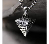 LJBLEUSK S925 Women Men's Simple Ethnic Style Silver Necklace Pyramid of the Four Gods Creative Fashion Gift Personality Trend