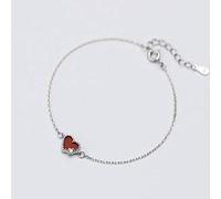 LJBLEUSK S925 Women's Silver Bracelet Korean Style Fashion Soft Love Red Temperament Diamond Jewelry, Argent