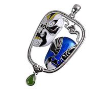 LJBLEUSK S925 Women's Silver Necklace Dripping Clan National Peking Opera Mask Creative Engraving Elegant Classic Unique Personality Unisex Gift
