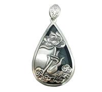 LJBLEUSK S925 Women's Silver Necklace Matte Hollow Hands with Water Drops Lotus Creative Engraving Elegant Classic Unique Personality Unisex Gift
