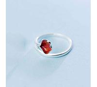 LJBLEUSK S925 Women's Silver Ring Korean Style Single Green Leaf Open Ring Soft Ginkgo Single Ring Femmerouge, Adjustable