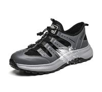 LJCCHM Men's Safety Trainers, Breathable Non-Slip Steel Toe Cap Trainers, Durable Anti-Smashing Puncture Proof Work Shoes,Grey,41
