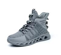 LJCCHM Men's Safety Trainers, Lightweight Durable Non-Slip Work Shoes Anti-Smashing Puncture Proof Steel Toe Cap Trainers,Grey,46